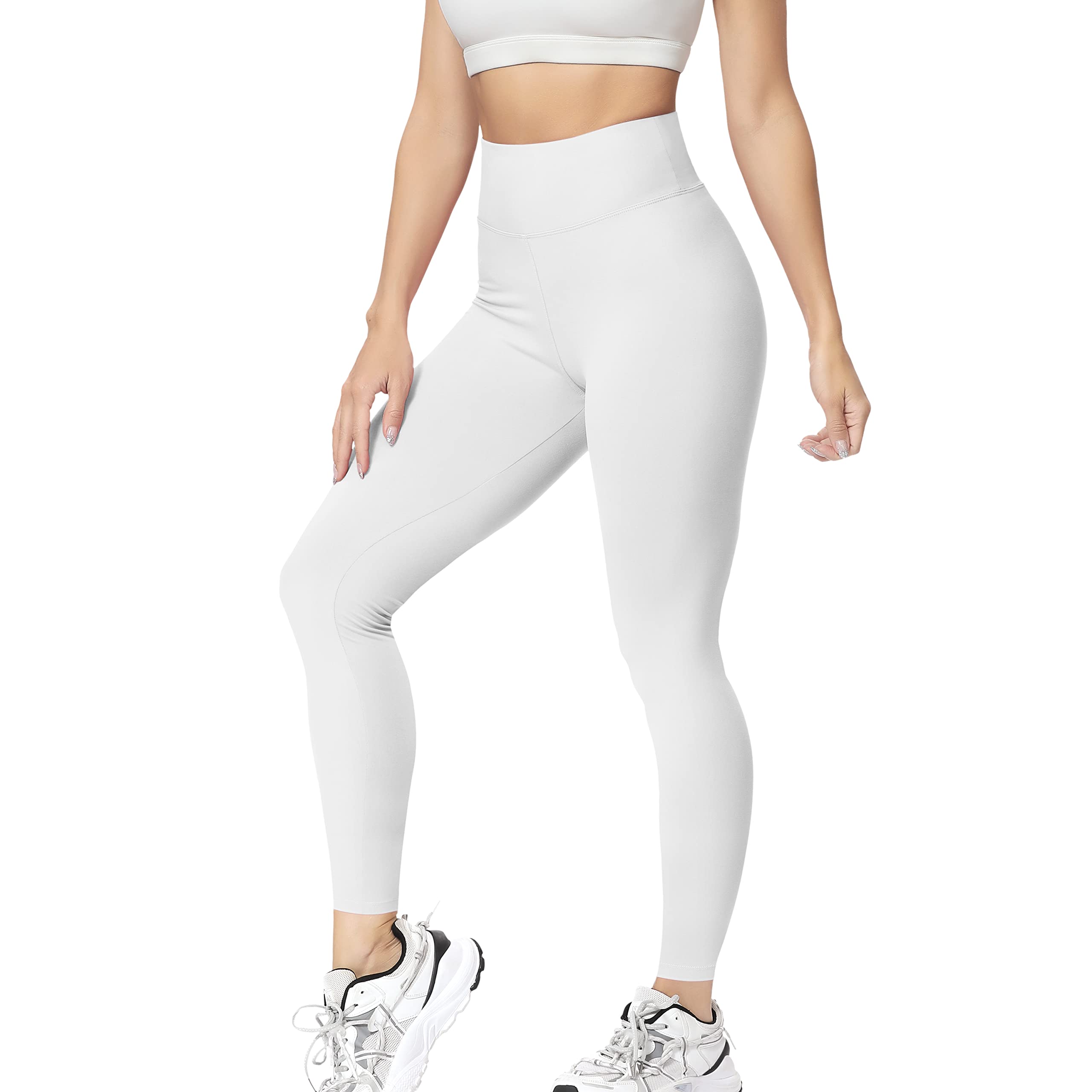 VALANDY White Leggings for Women Plus Size Workout Yoga Pants High Waisted Tummy Control Compression Tights