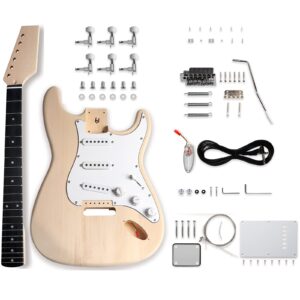 Fistrock DIY Electric Guitar Kit Beginner Kits 6 String Right Handed with Basswood Body Maple Neck Poplar Laminated Fingerboard Build Your Own Guitar.