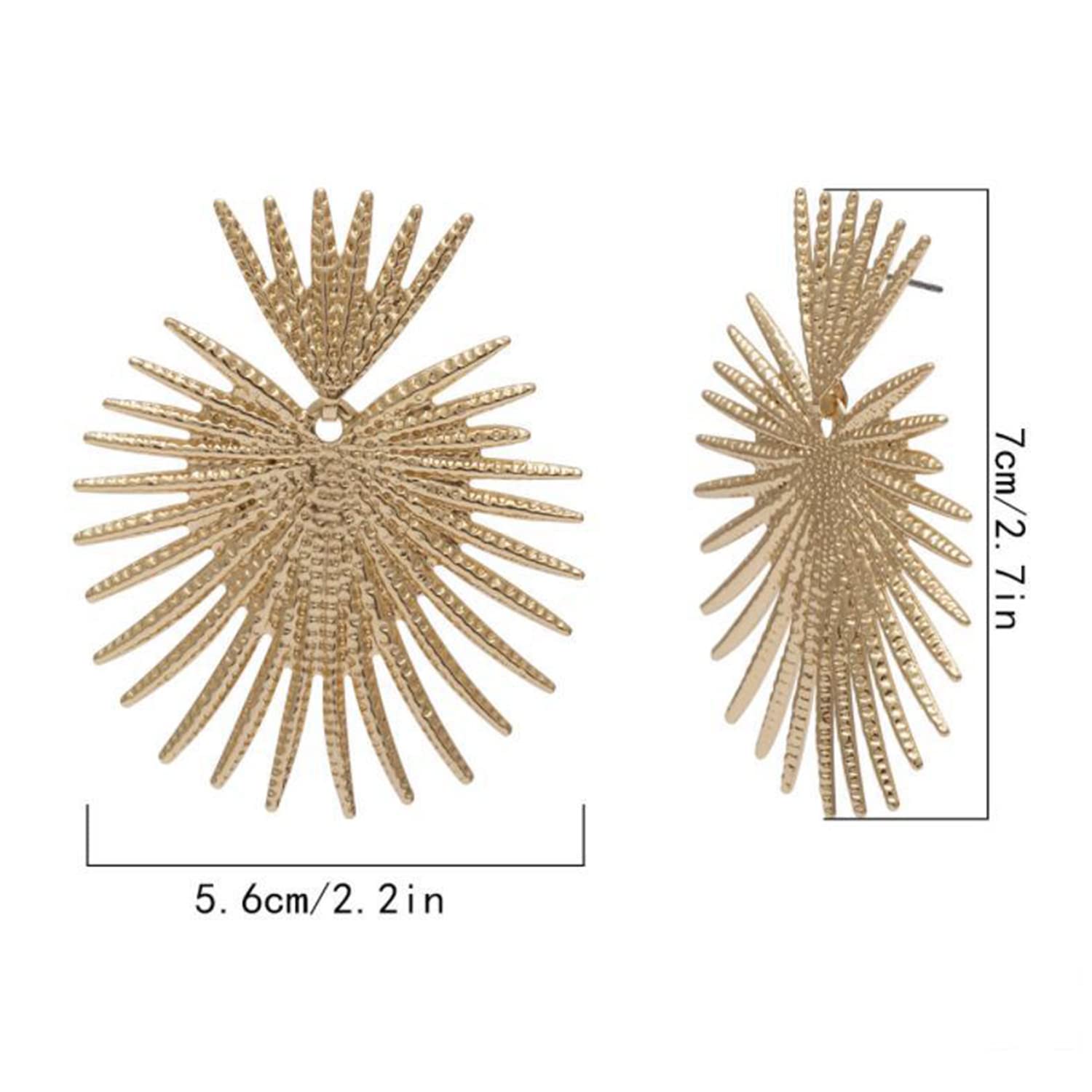 TIANHONGYAN Bohemian Heart Dangle Earrings Studs Gold Star Statement Earrings Flower Geometric Exaggerated Fan-Shaped Earrings Punk Minimalist Ear Jewelry for Women (Gold)