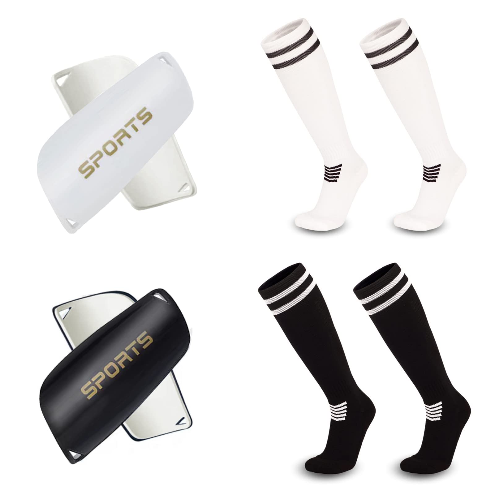 Soccer Shin Guards, Youth Shin Guards with Soccer Socks for Girls and Boys, Kids Calf Protection Gear 2 Pair (Medium)