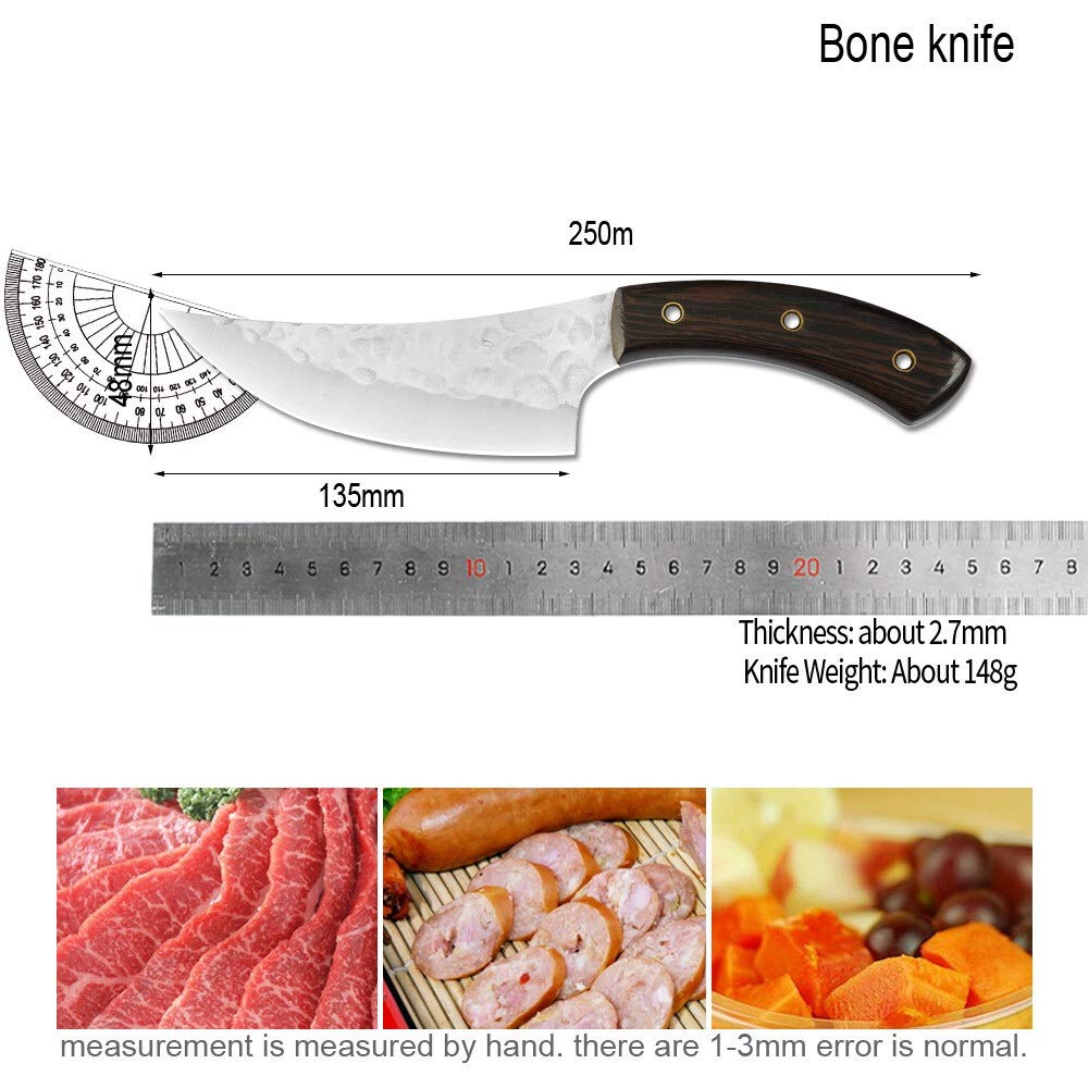 Meat Cleaver, 5.5inch Boning Knife Fishing Fillet Knife Tool Meat Cleaver Outdoor Cutter Butcher Camping Knife Handmade Stainless Steel Kitchen Knife (Color : Knife)