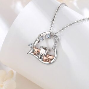 CELESTIA Sterling Silver Elephant Necklace for Women Mother and Daughter Elephant Pendant Jewelry Elephant Gifts for Women Bonus Mom Grandma Wife Aunt