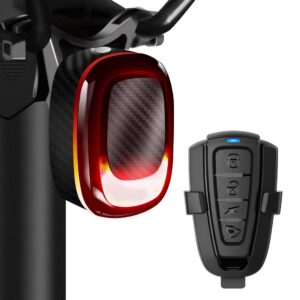 padonow alarm bike tail light: wireless remote bicycle rear light usb-c rechargeable smart motion anti theft taillight with loud horn red led flashing lights waterproof high lumen cycling back light