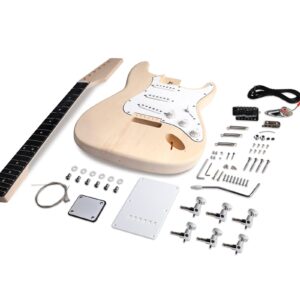 Fistrock DIY Electric Guitar Kit Beginner Kits 6 String Right Handed with Basswood Body Maple Neck Poplar Laminated Fingerboard Build Your Own Guitar.