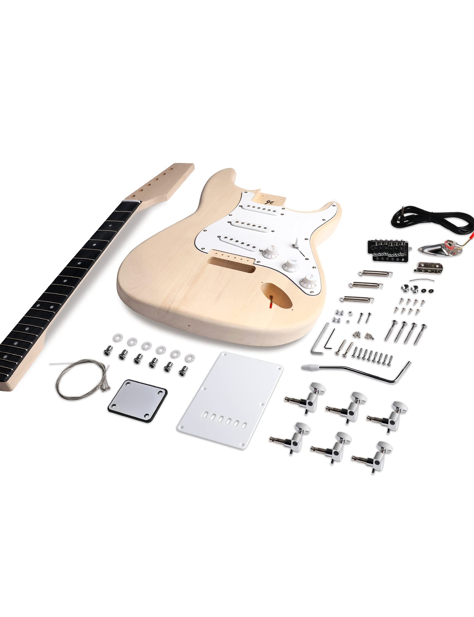 Fistrock DIY Electric Guitar Kit Beginner Kits 6 String Right Handed with Basswood Body Maple Neck Poplar Laminated Fingerboard Build Your Own Guitar.