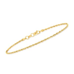 RS Pure by Ross-Simons 1.5mm 14kt Yellow Gold Twisted Rope-Chain Bracelet. 7 inches