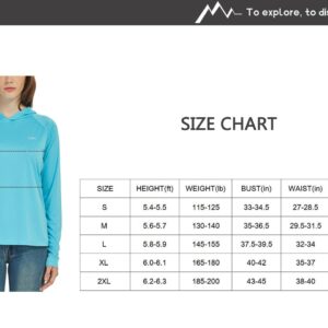 Willit Women's UPF 50+ Sun Protection Hoodie SPF Shirt long sleeve Hiking Fishing Outdoor Shirt Lightweight Hoodie Slubby Light Blue M