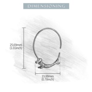 Lotus Fun S925 Sterling Silver Hoop Earrings Lovely Flying Dachshund Dog Big Round Hoop Earrings for Women (Sliver)