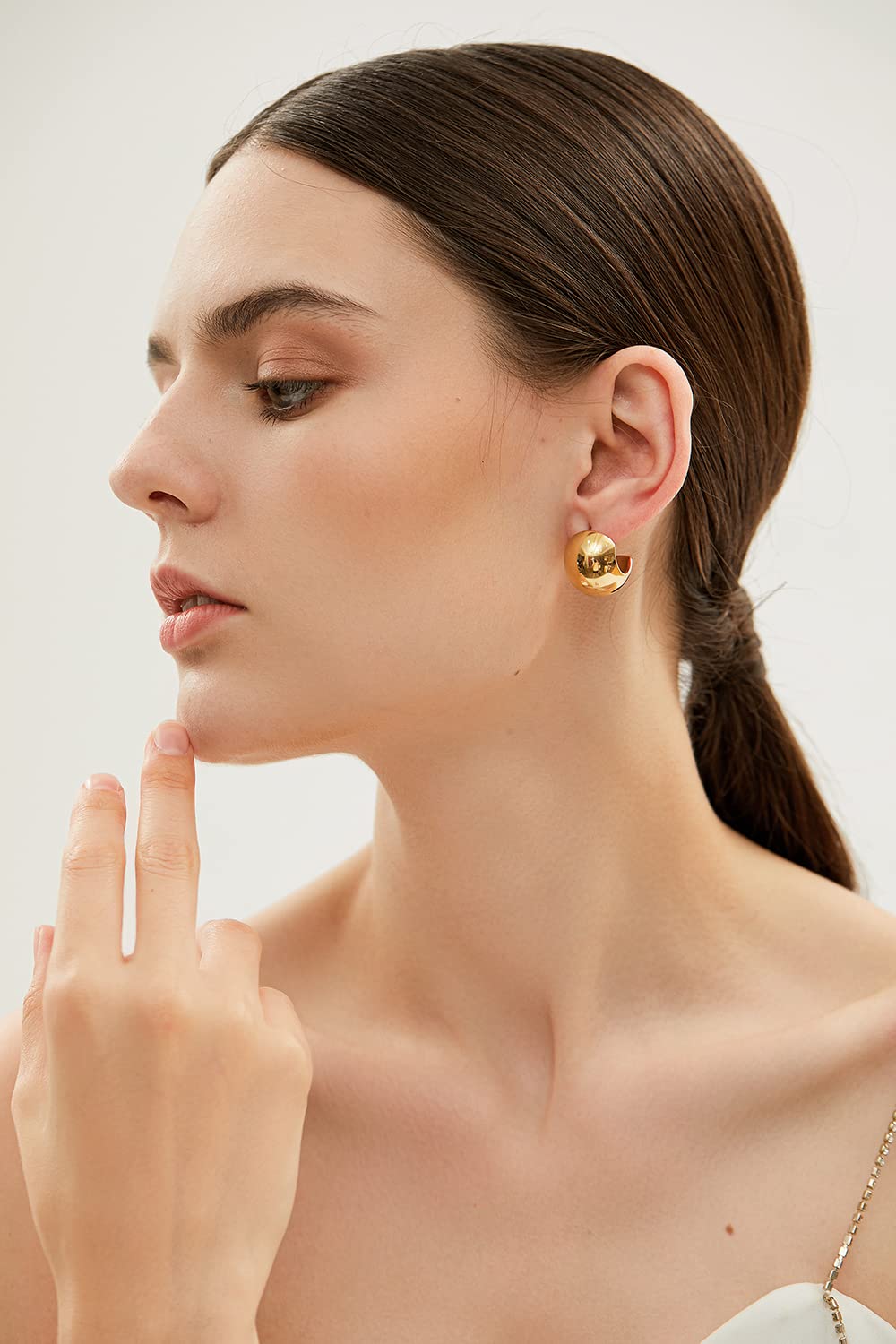 POVIK Clip On Earrings for Women Gold Hoop Earrings 14K Gold Plated Gold Ball Hypoallergenic Earrings Lightweight Chunky Statement Earrings Gift Fashion Jewelry