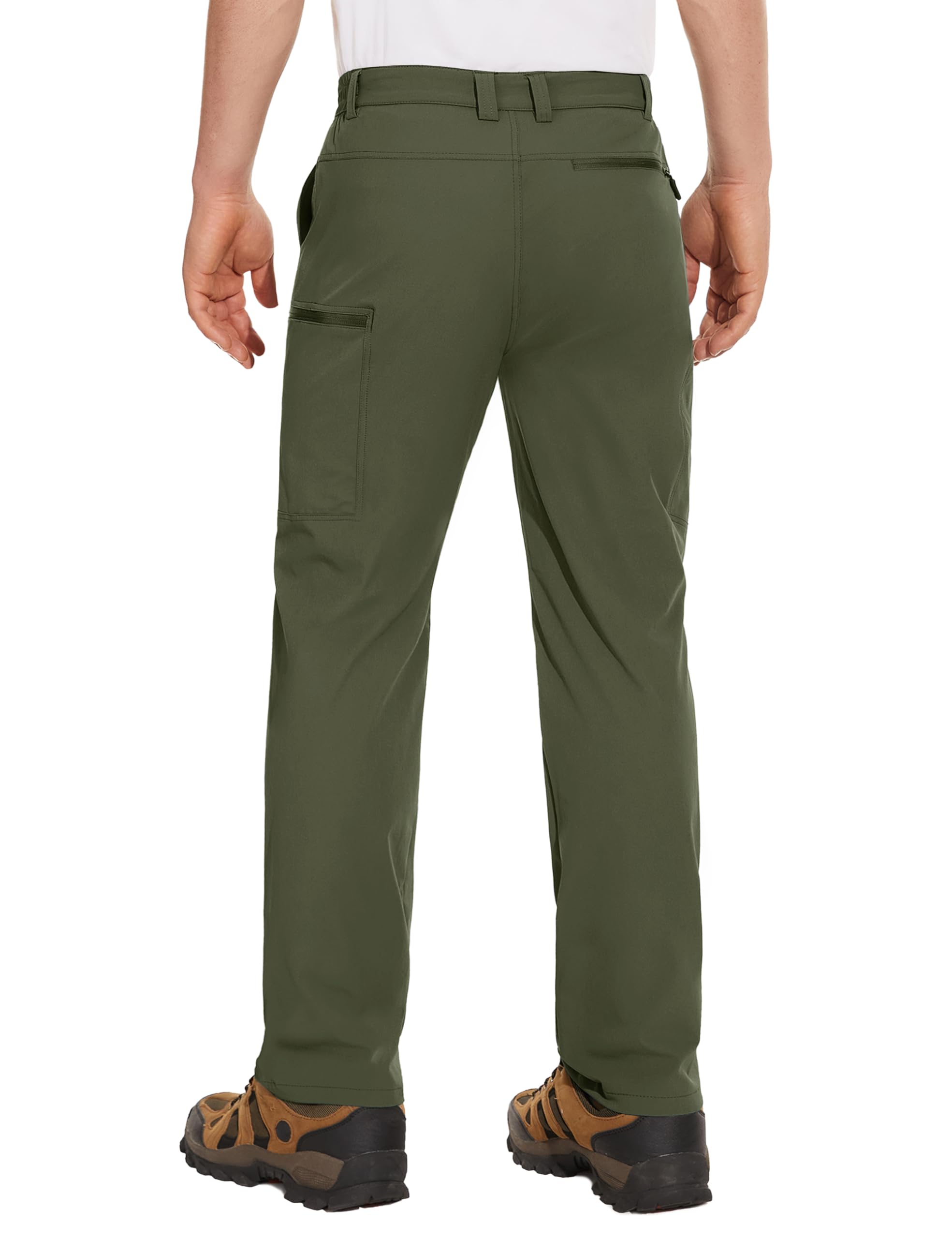 MAGCOMSEN Mens Travel Pants Quick Dry Water Resistant Pants Men Stretchy Cargo Pants for Men Summer Hiking Pants Army Green