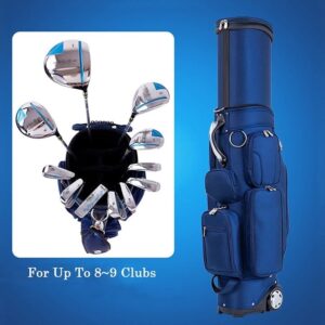 QHH Lightweight Golf Stand Bag with Locking Wheels Chassis & 6 Way Dividers Golf Travel Bag Easy Carry Space Saving Waterproof and Durable