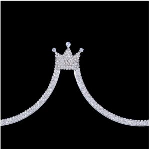 Rhinestone Chest Bracket Chain Trendy Queen Crown Crystal Harness Chest Bra Chain Sexy Bikini Nightclub Body Chain Jewelry for Women (Crown-silver)