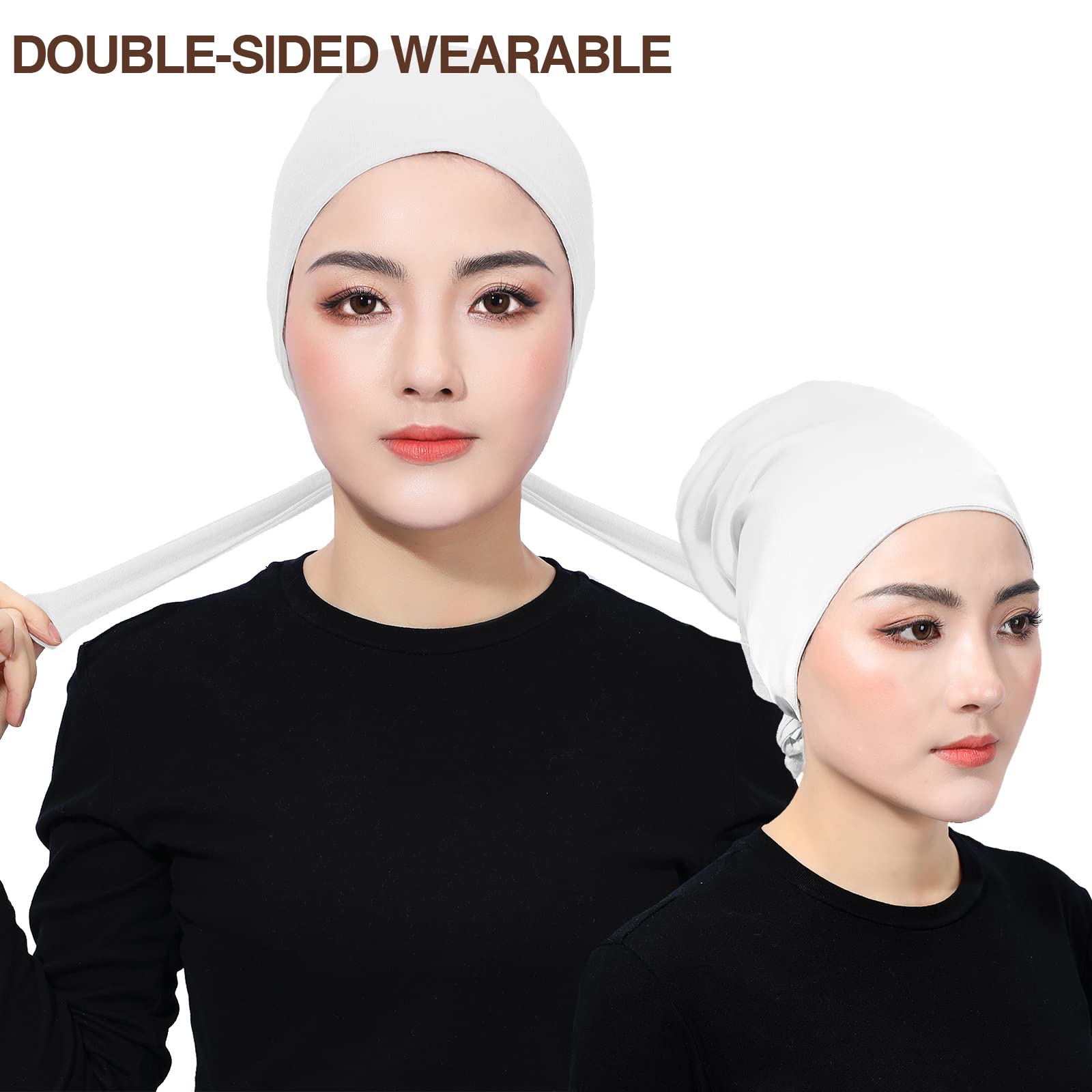 PeacePray Silk Satin Lined Hijab Undercap, Premium Non-Slip Hijab Underscarf, Adjustable Tightness to Your Liking, Black