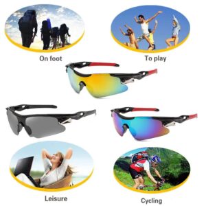 HPLRZXI 3 Pairs of Sports sunglasses Cycling Sunglasses for Men Women Youth Baseball Cycling Fishing motorcycle Running golf, UV Protection.