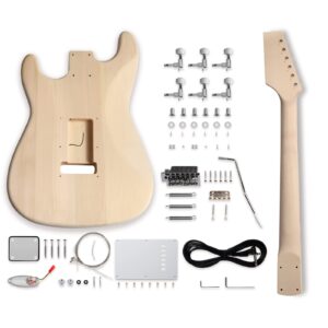 Fistrock DIY Electric Guitar Kit Beginner Kits 6 String Right Handed with Basswood Body Maple Neck Poplar Laminated Fingerboard Build Your Own Guitar.