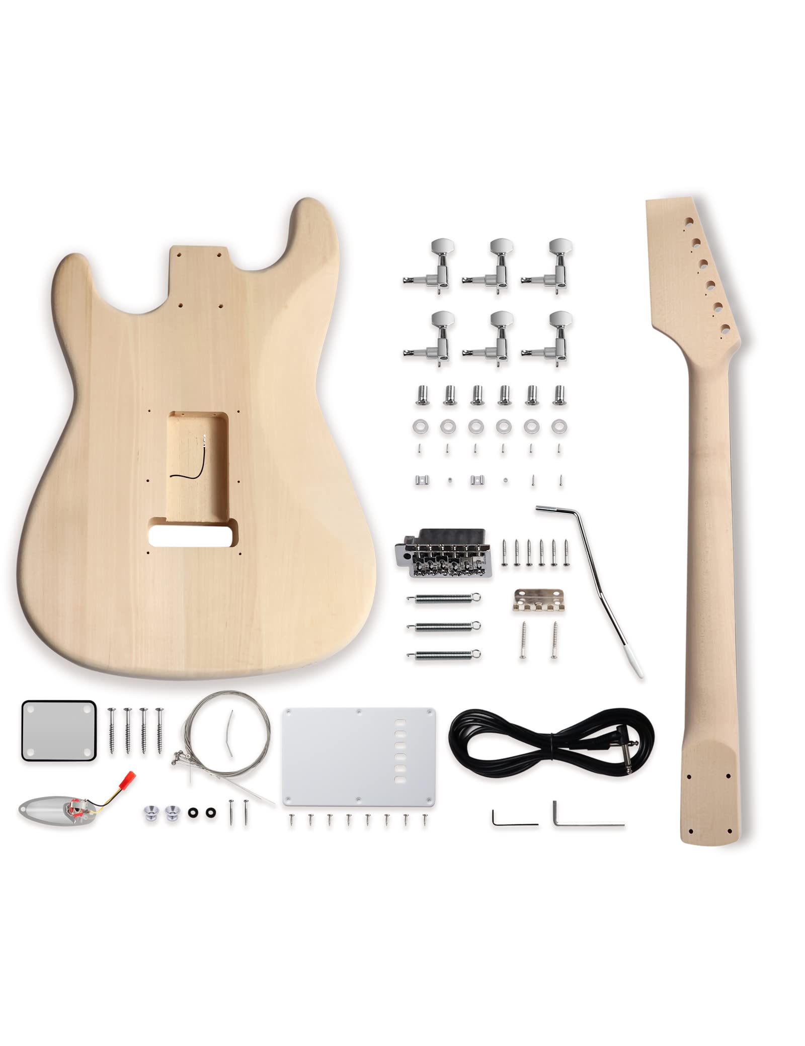 Fistrock DIY Electric Guitar Kit Beginner Kits 6 String Right Handed with Basswood Body Maple Neck Poplar Laminated Fingerboard Build Your Own Guitar.