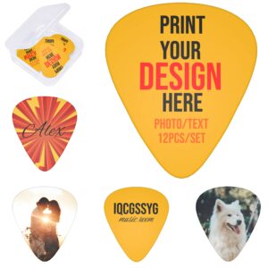 custom guitar picks 12-pack personalized guitar pick add your logo photo text guitar accessories great gifts for men, dad, boyfriend, acoustic guitar, electric guitar, bass, ukulele