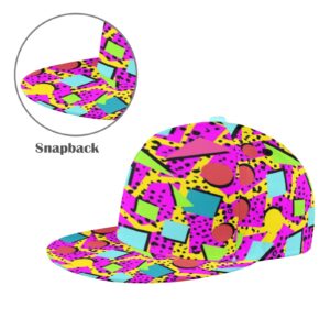 Neon 80s 90s Retro Baseball Cap for Women Teens, 3D Print Dad Caps Vintage Sun Hat for Men