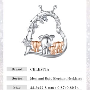 CELESTIA Sterling Silver Elephant Necklace for Women Mother and Daughter Elephant Pendant Jewelry Elephant Gifts for Women Bonus Mom Grandma Wife Aunt