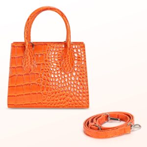 FRANSHION handbags for women，mini purses for women，cute small purse,small crossbody bags for women trendy（Orange crocodile print）