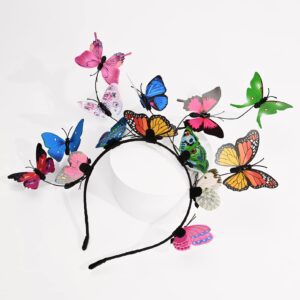 DEEKA Butterfly Headbands Fascinators Hat Costume Crown Colorful Handmade Headpiece for Women and Girls - P-Multi