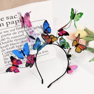 DEEKA Butterfly Headbands Fascinators Hat Costume Crown Colorful Handmade Headpiece for Women and Girls - P-Multi