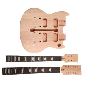 Fistrock DIY Electric Guitar Kit Double Neck Guitar Kits Beginner Kits 12 String Right Handed with Mahogany Body Mahogany Neck Rosewood Fingerboard Chrome Hardware Build Your Own Guitar.