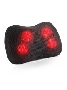 shiatsu back neck and shoulder massager with heat, 3d kneading deep tissue electric massage pillow for muscle pain relief, spa-like soothing for home car and office