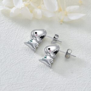 LELOUCHY 3D Dinosaur Studs Earring 925 Sterling Silver Cute Bite Ear Animal Studs Creatives Dinosaur Gifts for Women