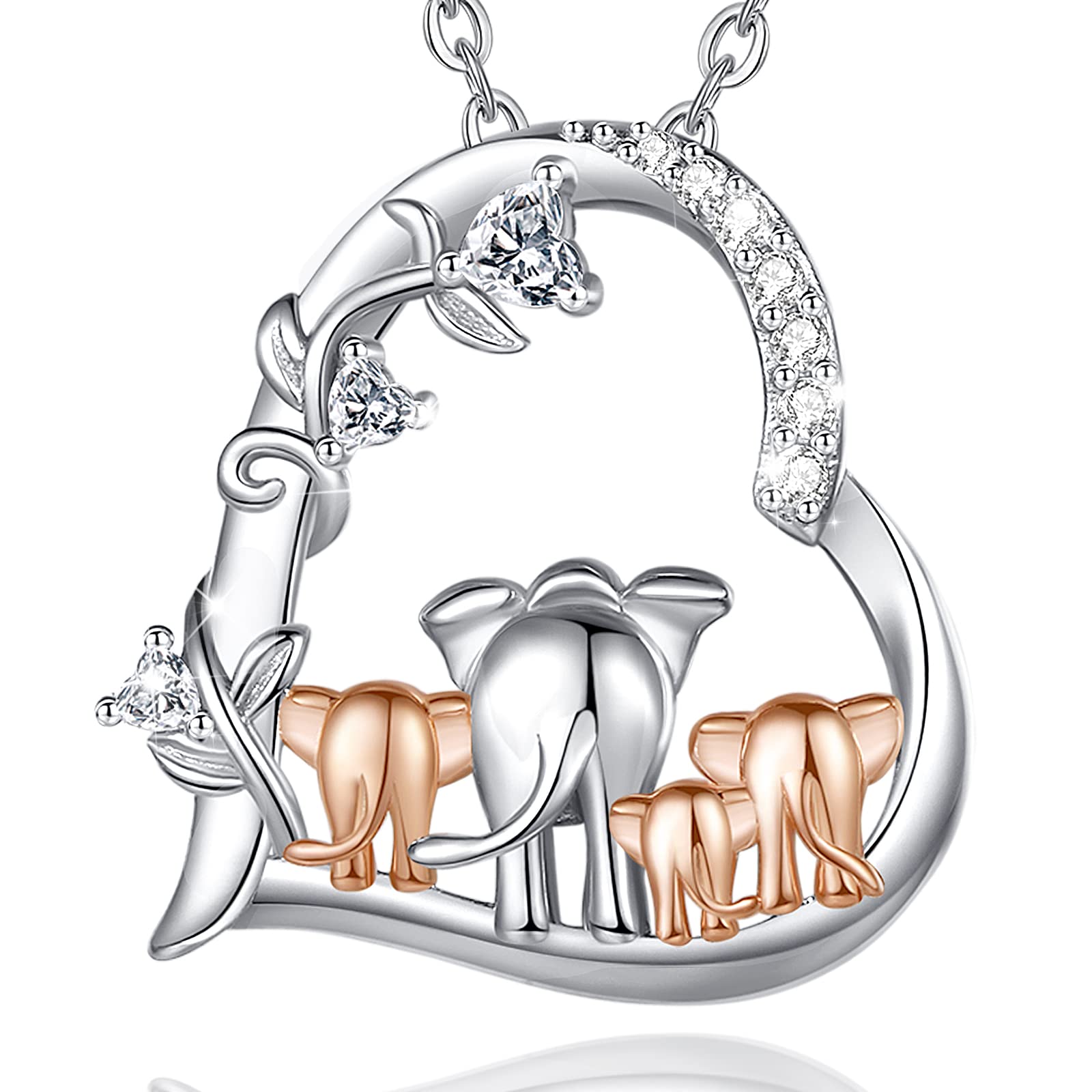 CELESTIA Sterling Silver Elephant Necklace for Women Mother and Daughter Elephant Pendant Jewelry Elephant Gifts for Women Bonus Mom Grandma Wife Aunt