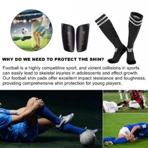 Soccer Shin Guards, Youth Shin Guards with Soccer Socks for Girls and Boys, Kids Calf Protection Gear 2 Pair (Medium)