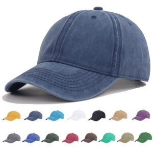 yeaniy vintage washed cotton navy blue baseball caps adjustable unstructured soft blank casual dad ball hats for men women