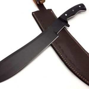 Nooraki MK-353 Handmade Fixed Blade Machete Knife, Multi Use Axe Machete Knife, Camping Knife, Hunting Knife, Bushcraft Knife, Full Tang Handle 17 inches with Hand Stitched Leather Sheath