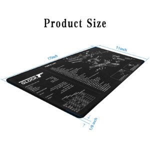 Wechoice Gun Cleaning Mat Compatible for Glock, Gun Mat 11" x 17", Non-Slip/Ruggedized Stitched Edge Pistol Gun Cleaning Mats, Black