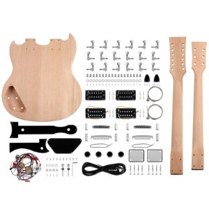 Fistrock DIY Electric Guitar Kit Double Neck Guitar Kits Beginner Kits 12 String Right Handed with Mahogany Body Mahogany Neck Rosewood Fingerboard Chrome Hardware Build Your Own Guitar.