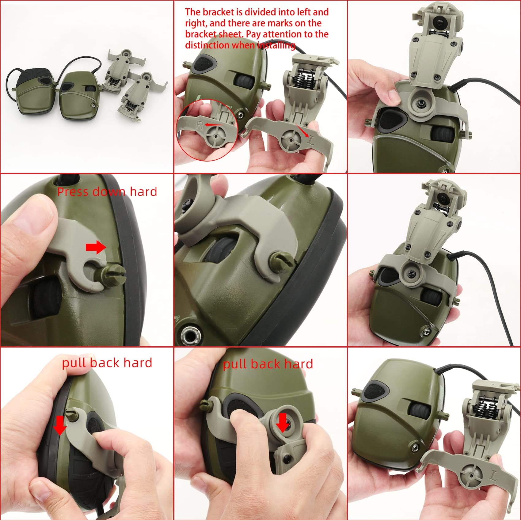 Tactical Helmet ARC Rail Adapter for Tactical Electronic Shooting Earmuffs, Compatible with Howard Leight Impact Sport Product Model ‎R - 01526 Headphones (DE)