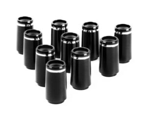 the golfer's workshop .355 taper tip collared golf club ferrules - pack of 10 - black with silver ring - centering design for enhanced shaft stability, fits .355" steel & graphite shafts