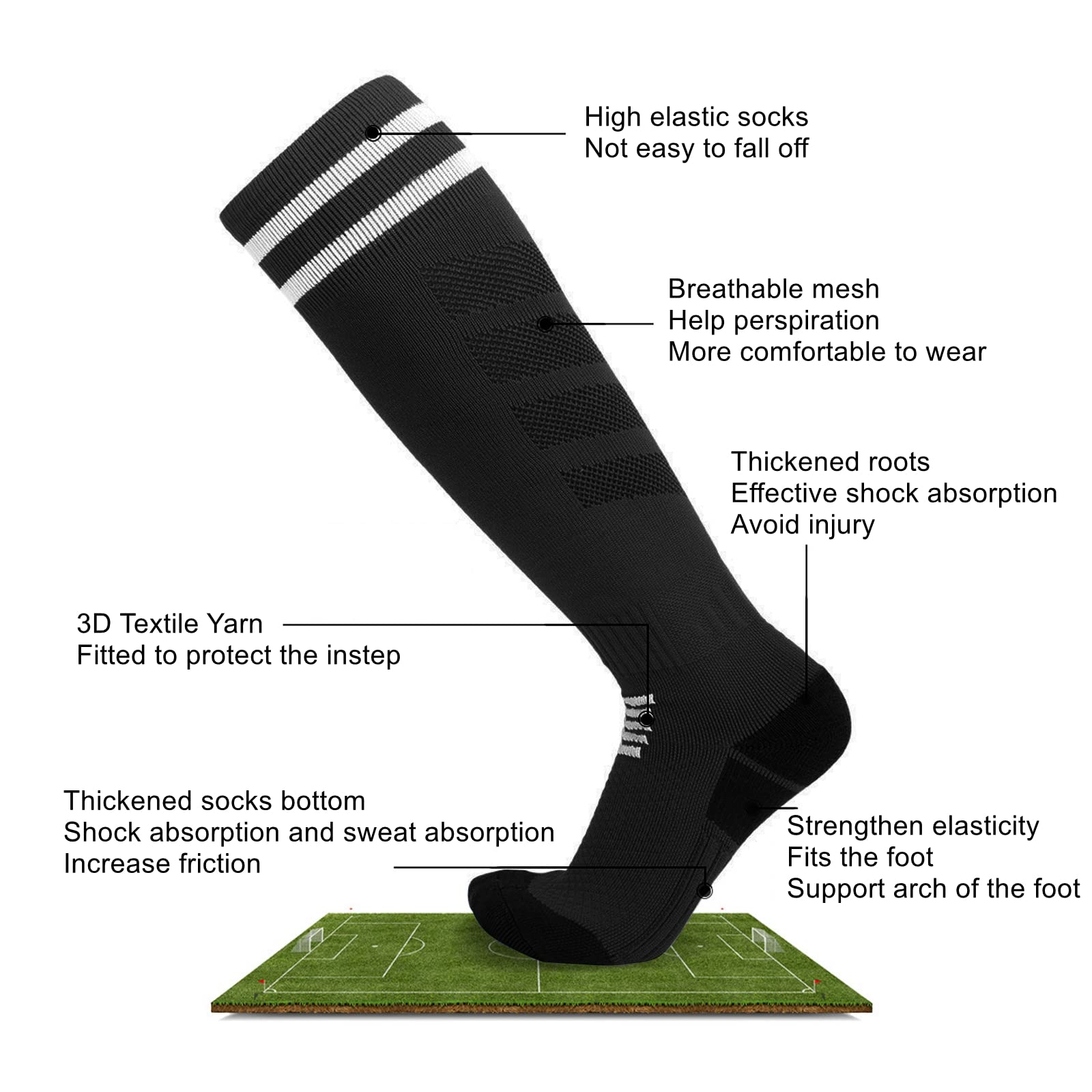 Soccer Shin Guards, Youth Shin Guards with Soccer Socks for Girls and Boys, Kids Calf Protection Gear 2 Pair (Medium)