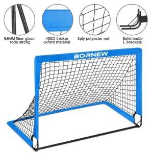 Kids Soccer Goal for Backyard Set - 2 Set 4X3 ft Toddler Soccer Nets Training Equipment, Soccer Ball, Pop Up Portable Soccer Set for Kids and Youth Games and Training Goals