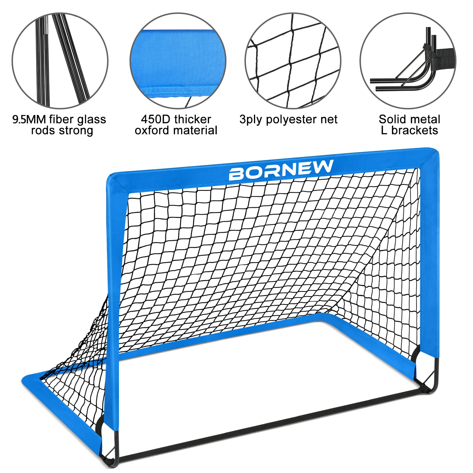 Kids Soccer Goal for Backyard Set - 2 Set 4X3 ft Toddler Soccer Nets Training Equipment, Soccer Ball, Pop Up Portable Soccer Set for Kids and Youth Games and Training Goals