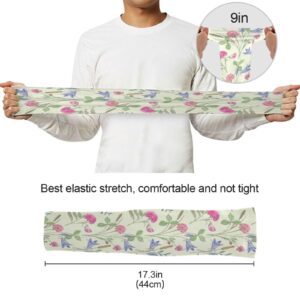 JUNZAN Gardening Sleeves Sun Protection Cooling Arm Sleeves for Women Men with Thumb Hole Wildflowers Yellowgreen