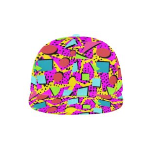 Neon 80s 90s Retro Baseball Cap for Women Teens, 3D Print Dad Caps Vintage Sun Hat for Men