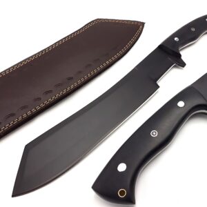 Nooraki MK-353 Handmade Fixed Blade Machete Knife, Multi Use Axe Machete Knife, Camping Knife, Hunting Knife, Bushcraft Knife, Full Tang Handle 17 inches with Hand Stitched Leather Sheath