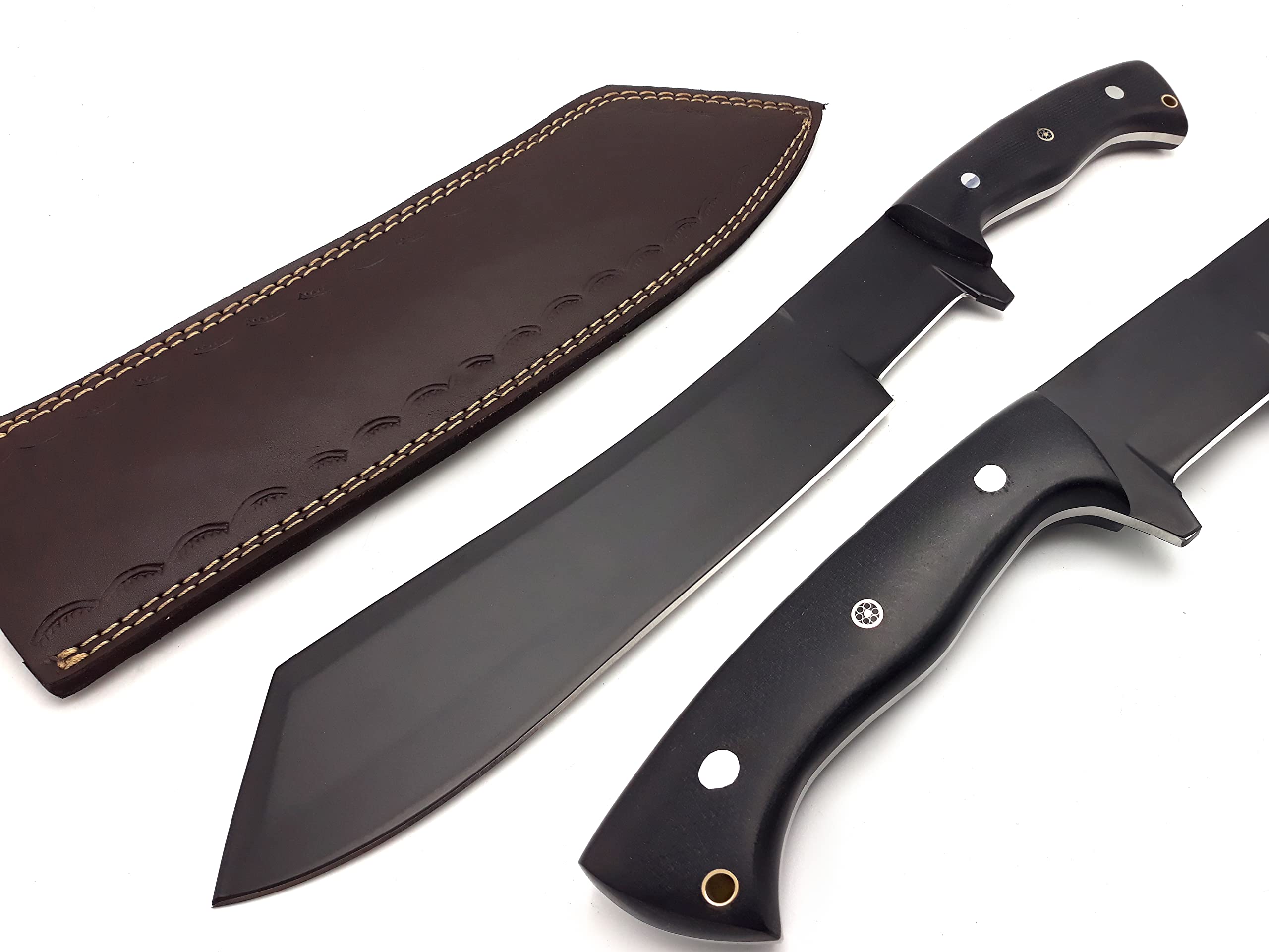 Nooraki MK-353 Handmade Fixed Blade Machete Knife, Multi Use Axe Machete Knife, Camping Knife, Hunting Knife, Bushcraft Knife, Full Tang Handle 17 inches with Hand Stitched Leather Sheath