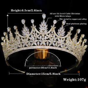 Jorsnovs Cubic Zirconia Gold Wedding Bridal Crowns Princess Sweet 16 CZ Tiara Quinceanera Birthday Hair Accessories for Women