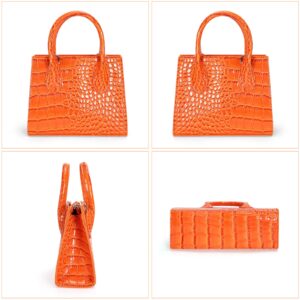 FRANSHION handbags for women，mini purses for women，cute small purse,small crossbody bags for women trendy（Orange crocodile print）