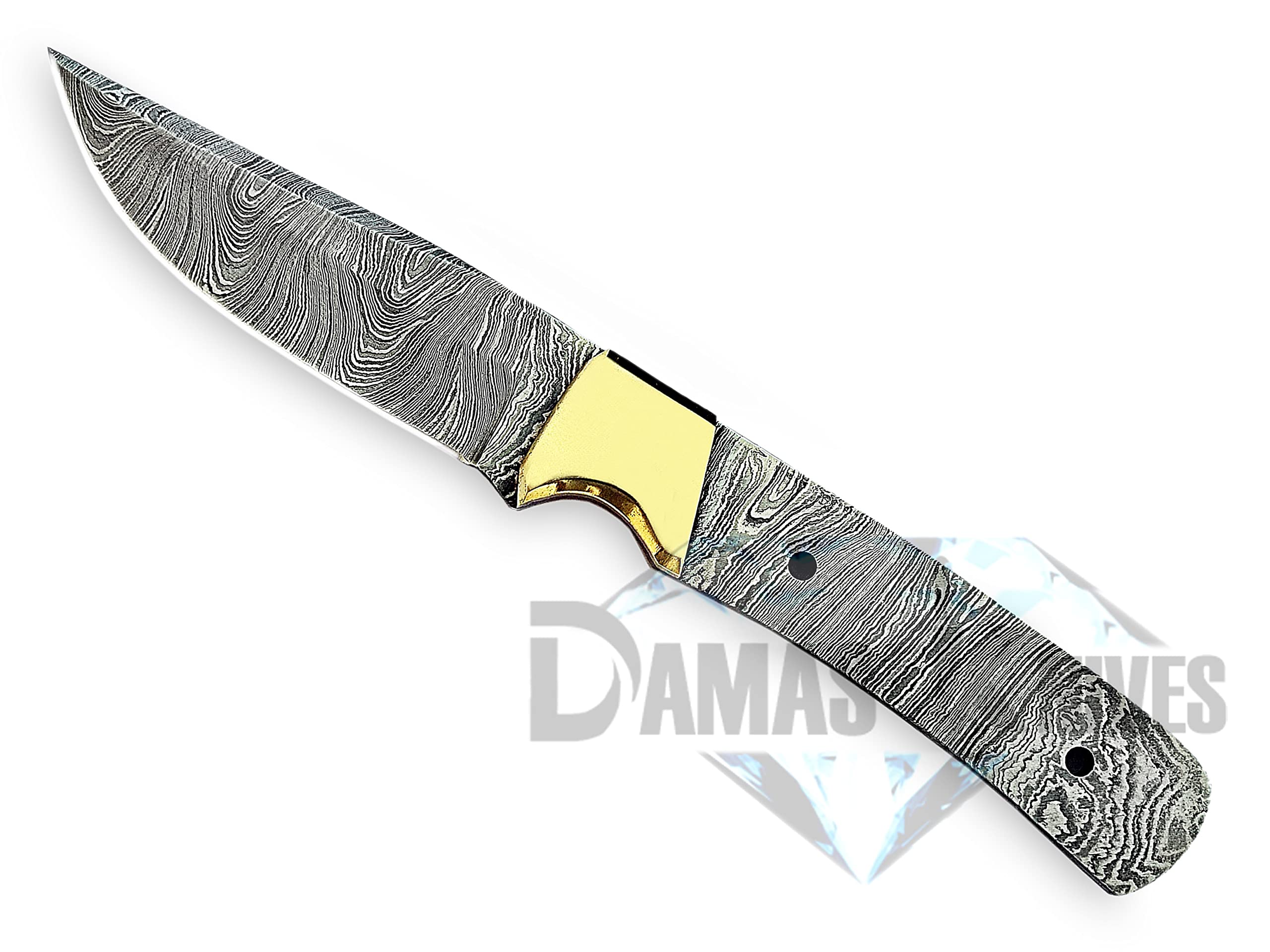 Custom Handmade Damascus Steel Blank Blade for Knife Making With Brass Bolster Model HB 02