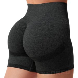 YEOREO Women High Waist Workout Yoga Gym Smile Contour Seamless Cycling Shorts Black XXL