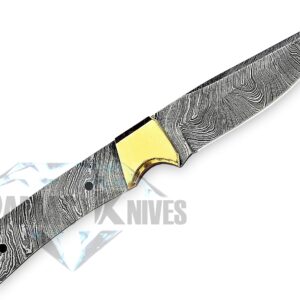 Custom Handmade Damascus Steel Blank Blade for Knife Making With Brass Bolster Model HB 02