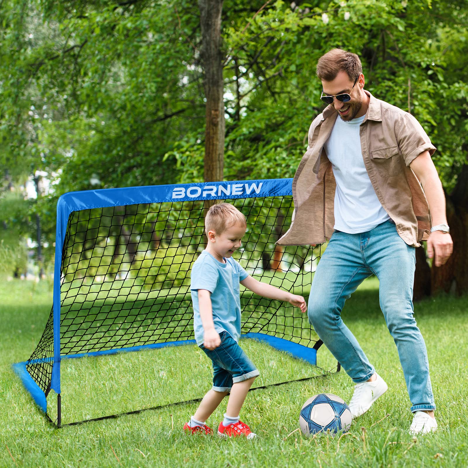 Kids Soccer Goal for Backyard Set - 2 Set 4X3 ft Toddler Soccer Nets Training Equipment, Soccer Ball, Pop Up Portable Soccer Set for Kids and Youth Games and Training Goals